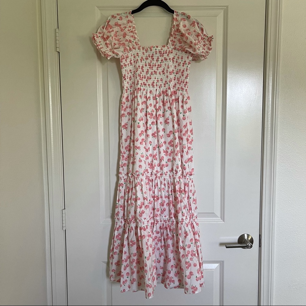 o.p.t Puff-sleeve Cherry Print Dress